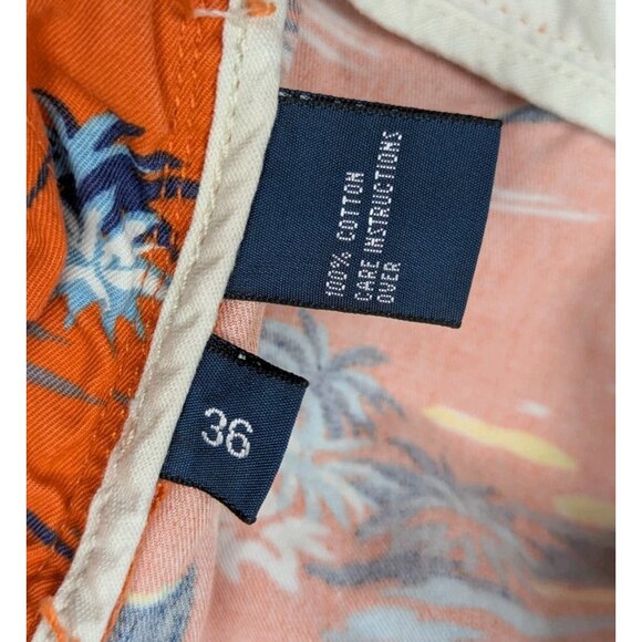 Vintage Polo Ralph Lauren Shorts Mens 36 Orange AOP Tropical Cut Off Chino READ - Picture 6 of 8